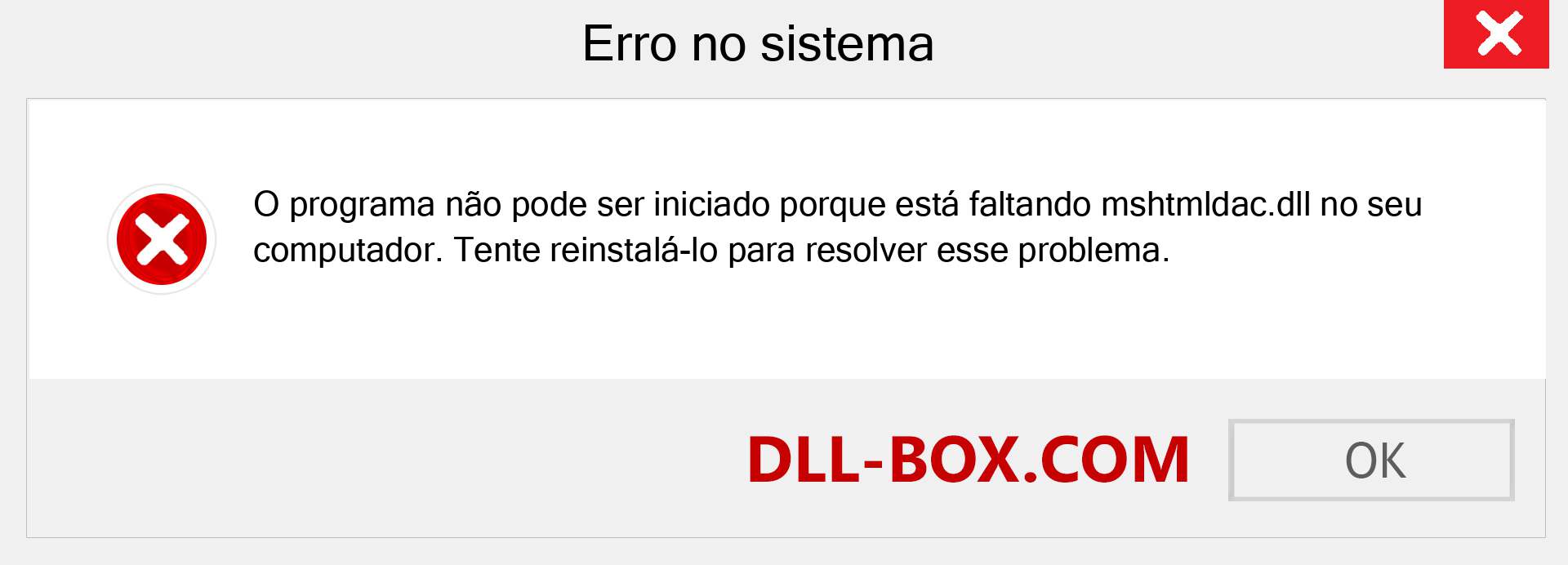 Arquivo mshtmldac.dll ausente ?. Download para Windows 7, 8, 10 - Correção de erro ausente mshtmldac dll no Windows, fotos, imagens